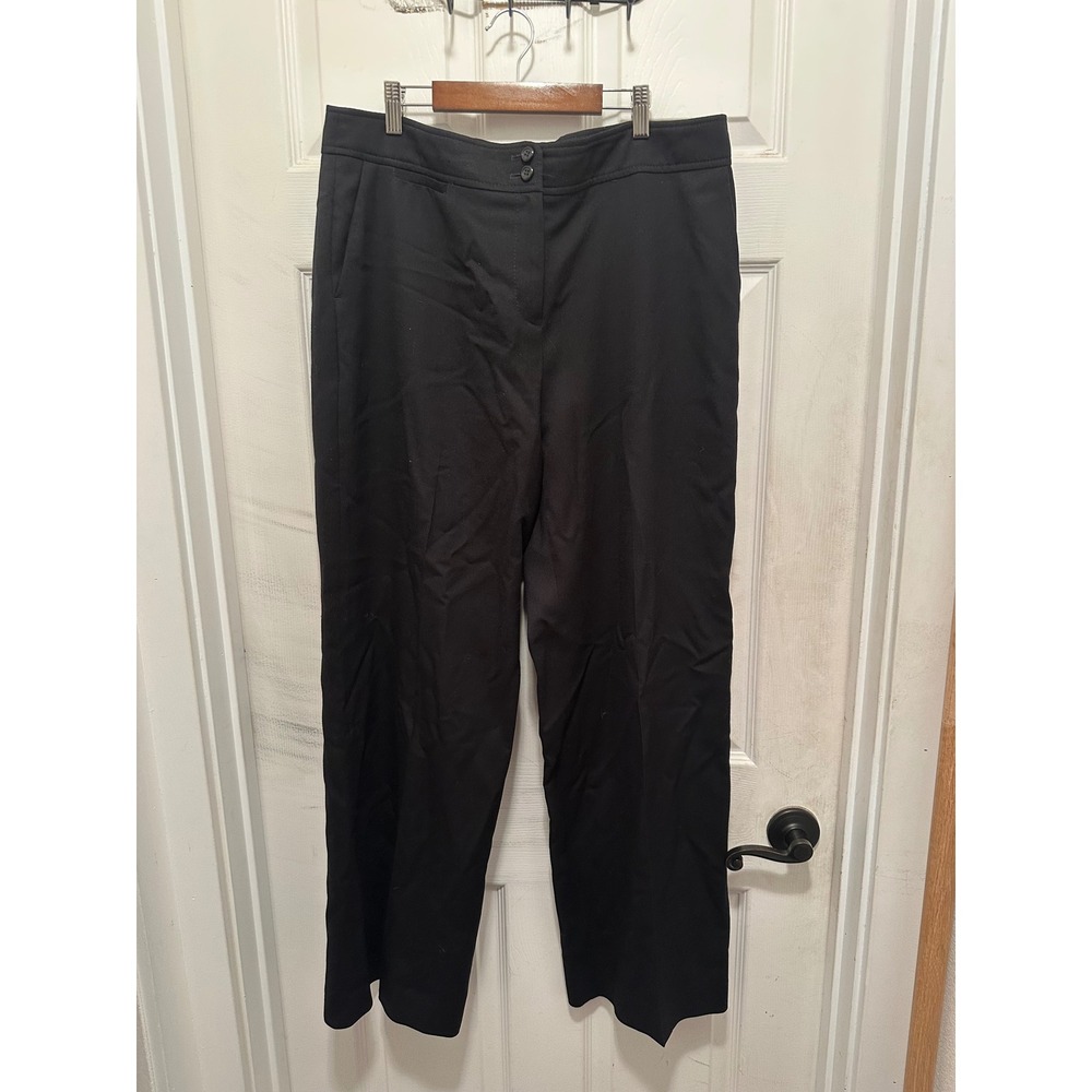 Pendleton Womens Black Wool Blend Straight Leg Dress Pants Trousers 16 Petite